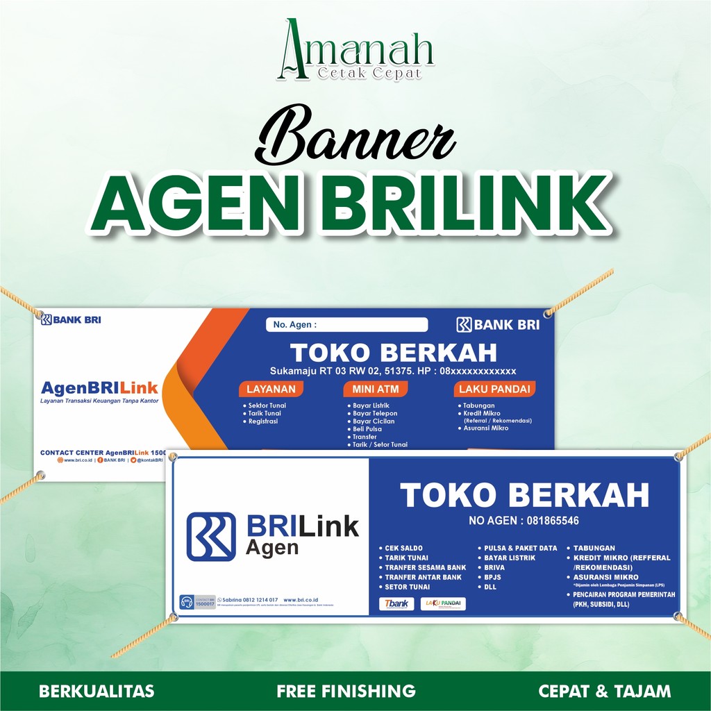 Banner / Spanduk Agen BRILink Custom Nama Toko