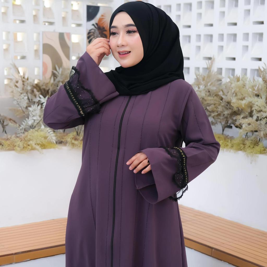 RAFASH - Gamis Abaya Muslim Arabian Maxy Bahan Sabrina Anti UV Premium Mix Tile Renda Mutiara Cantik