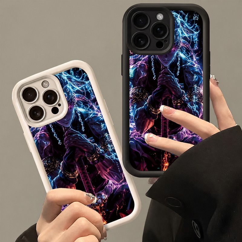Casing iPhone Karakter Samurai Dengan Pedang Api Untuk iPhone 16 15 14 13 12 11 Mini Pro E MAX Casin