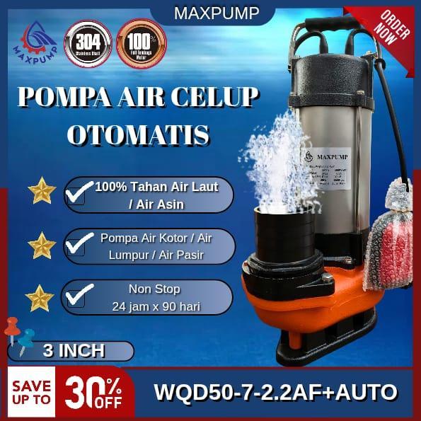 MAXPUMP Pompa Celup Air Kotor Otomatis Output 4 Inch Mesin Pompa Air Submersible Pompa Limbah Air Ko