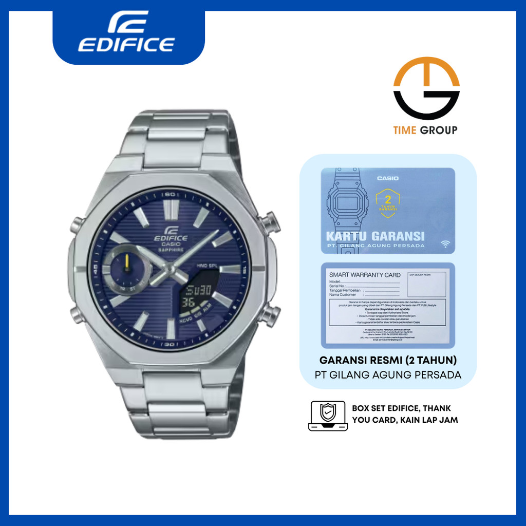 JAM TANGAN PRIA EDIFICE ECB-S10D-2A ECBS10D-2A SMARTPHONE LINK ANALOG DIGITAL STAINLESS STRAP