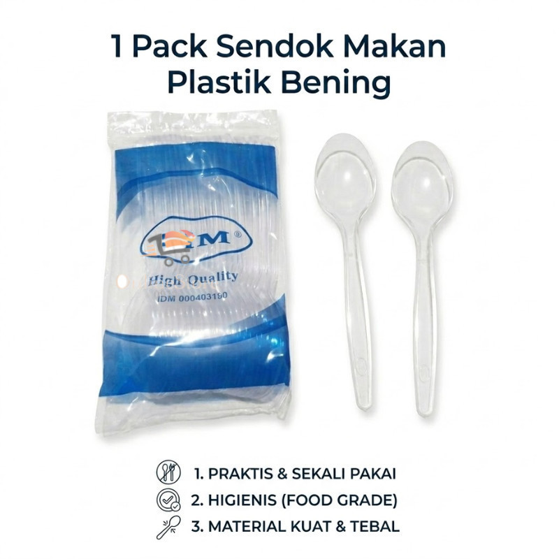 OS -C409- 1 Pack Sendok Plastik -Sendok Makan Plastik Bening - Sendok Plastik Bening Satuan
