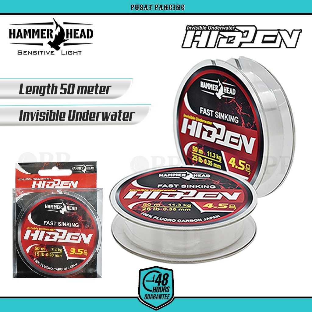 TERLARIS Senar Leader HAMMERHEAD HIDDEN Fluoro Carbon 100% 50Meter Transparant