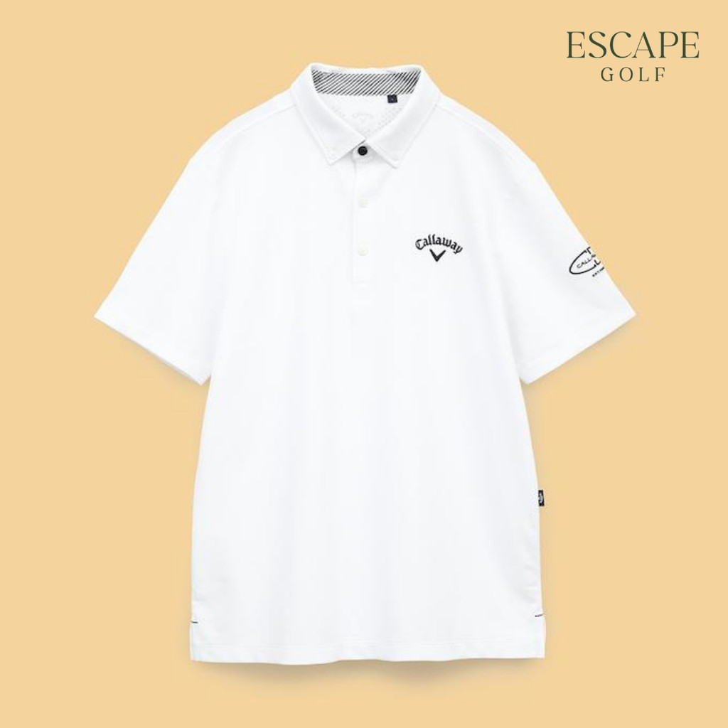 Kaos Polo Callaway Pria Golf Putih | Callaway Performance Golf Men's Short Sleeve Polo