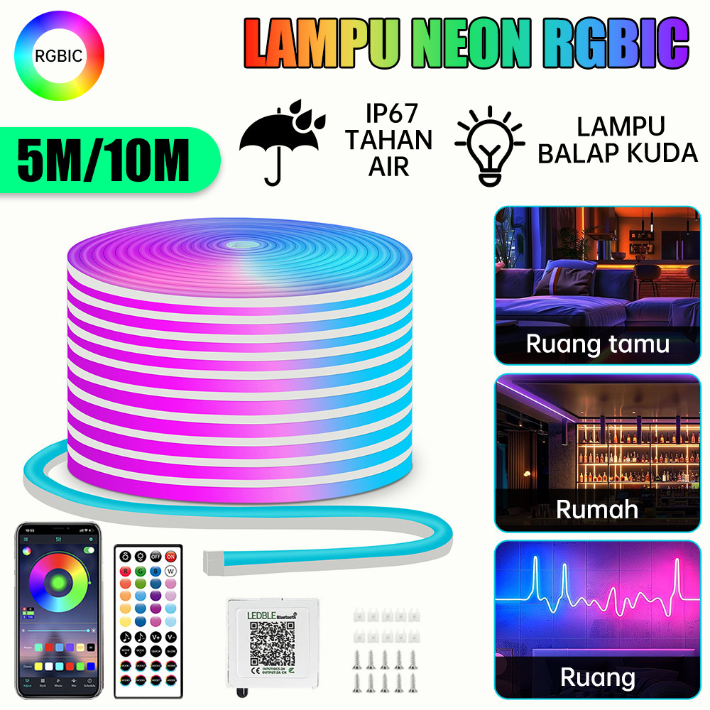 Lampu Led Neon Flex Neonflex RGB Running 5M 10M Remot Control App Control / Lampu Neon Flex Running