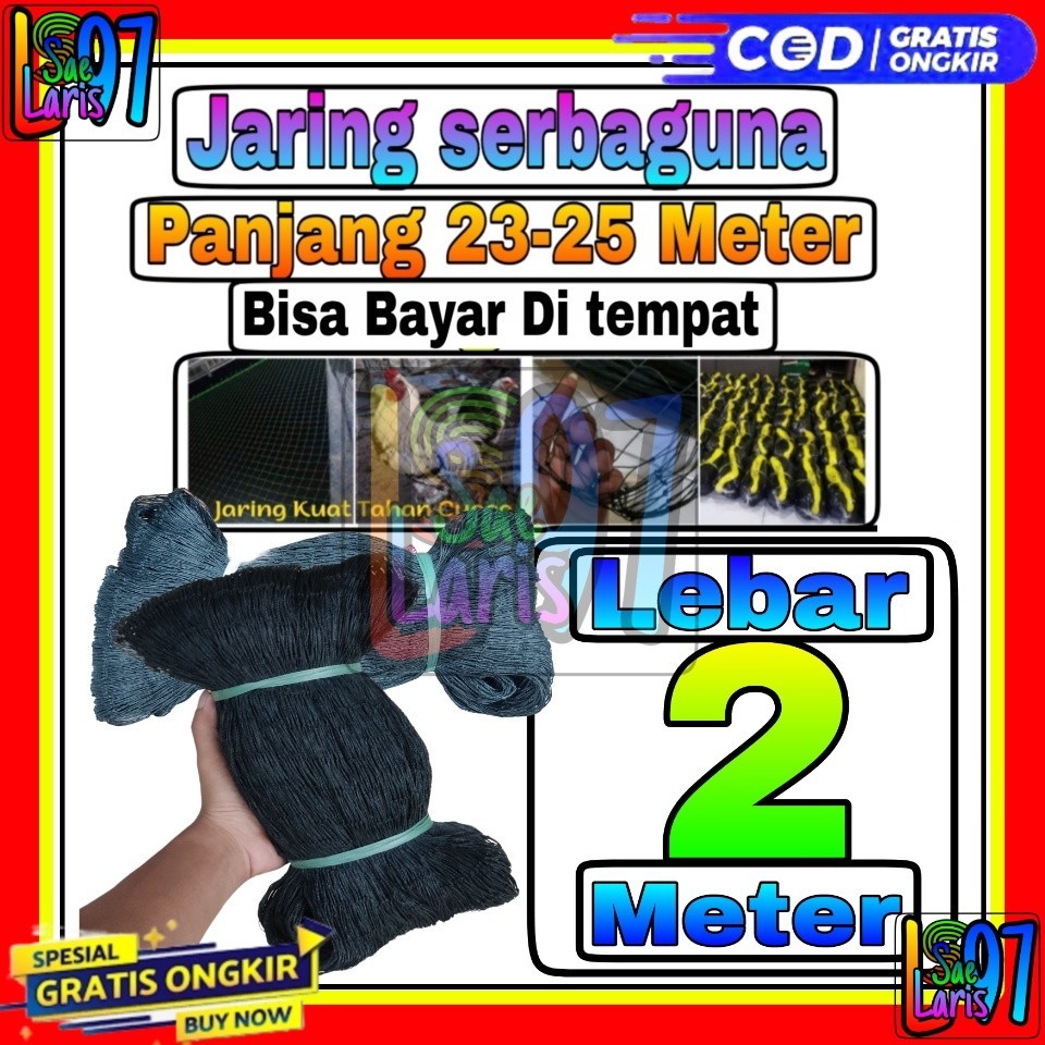 Jaring Ayam Bahan Nylon Tebal Lebar 2 Meter x 25 Meter Lubang 3,5cm Jaring Ayam Awet Tahan Cuaca Fun