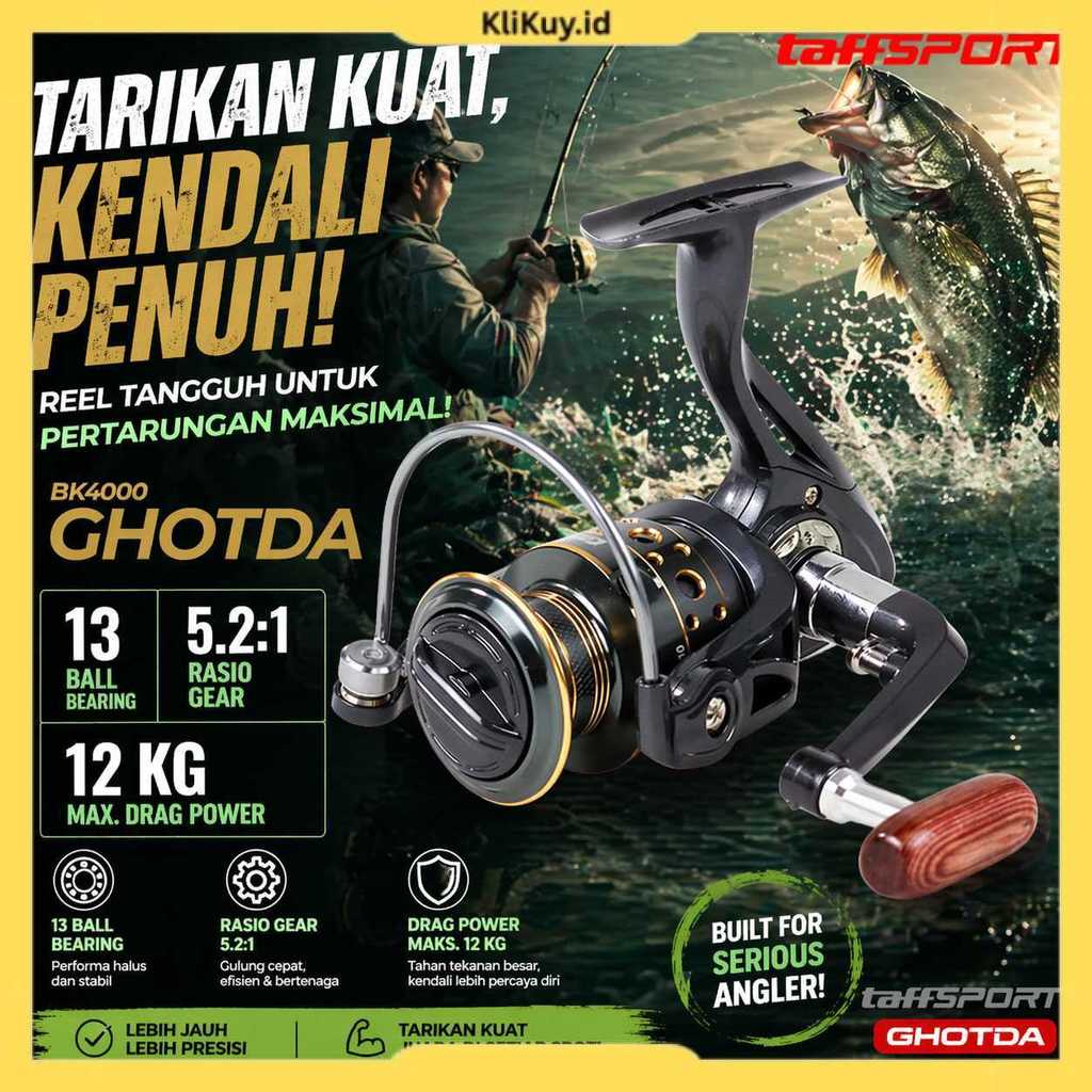 Reel Pancing Spinning Fishing Reel 5.2:1 4000 - TaffSPORT GHOTDA BK4000