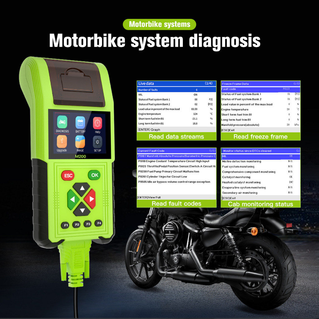 Scanner Motor JDiag M200 / M200 PRO REMAP Motor Scanner Untuk Semua Motor Paket Universal