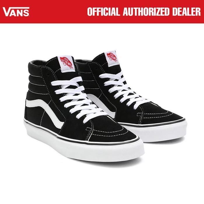 SEPATU SNEAKERS HIGH TOP CLASSIC CASUAL SIMPLE PRIA WANITA HITAM ORIGINAL VANS OTW | SK8 HI BLACK WH