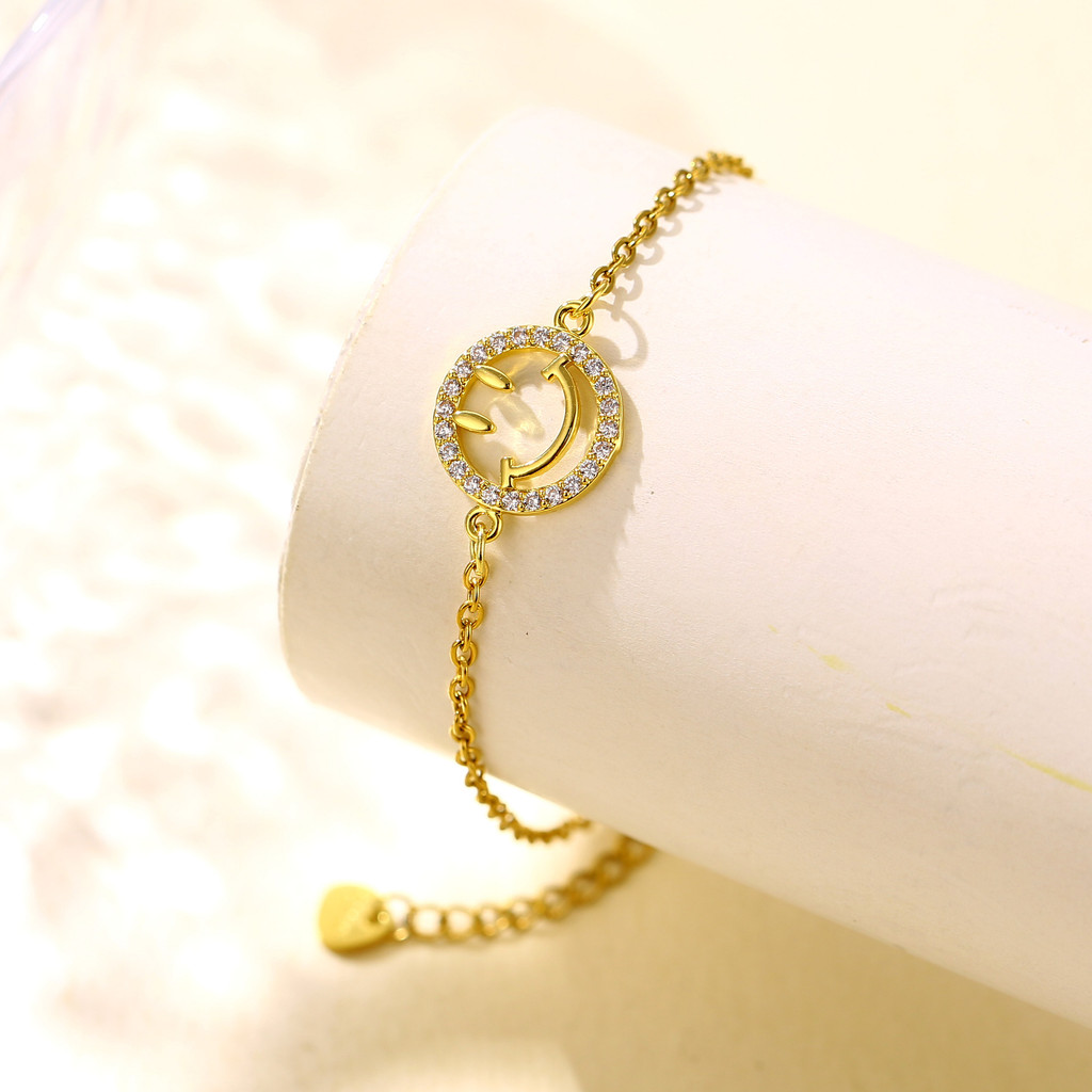 Gelang wajah tersenyum zirkon stainless steel grosir