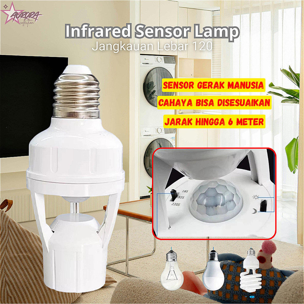 [auroracollect] Fitting Lampu Sensor Gerak Otomatis E27 Fitting Lampu Smart Sensor Gerak Infrared