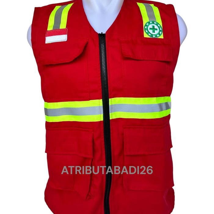rompi proyek/rompi tambang/rompi safety/rompi lapangan Pria Tebal Keren Dewasa Casual - merah, M