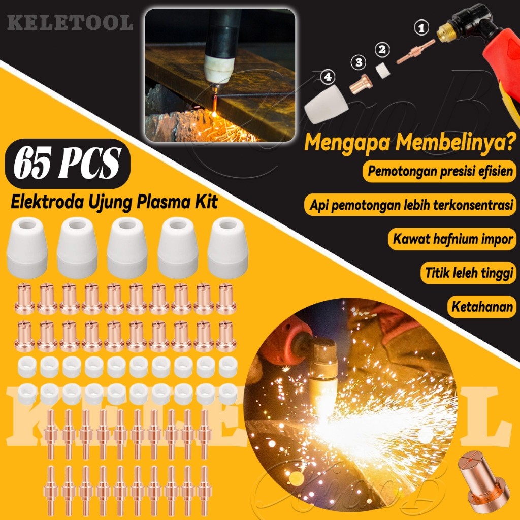 Alat Las Pemotong Plasma Plasma Cutter Nozzle Aksesoris Nozzle Plasma Cutter 65PCS PT31 30 40 50 Pla