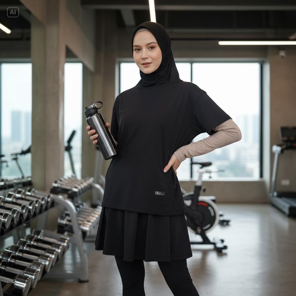 Baju Olahraga Muslimah Setelan Leging Rok Skirt Perempuan Sport Renang Senam Aerobic