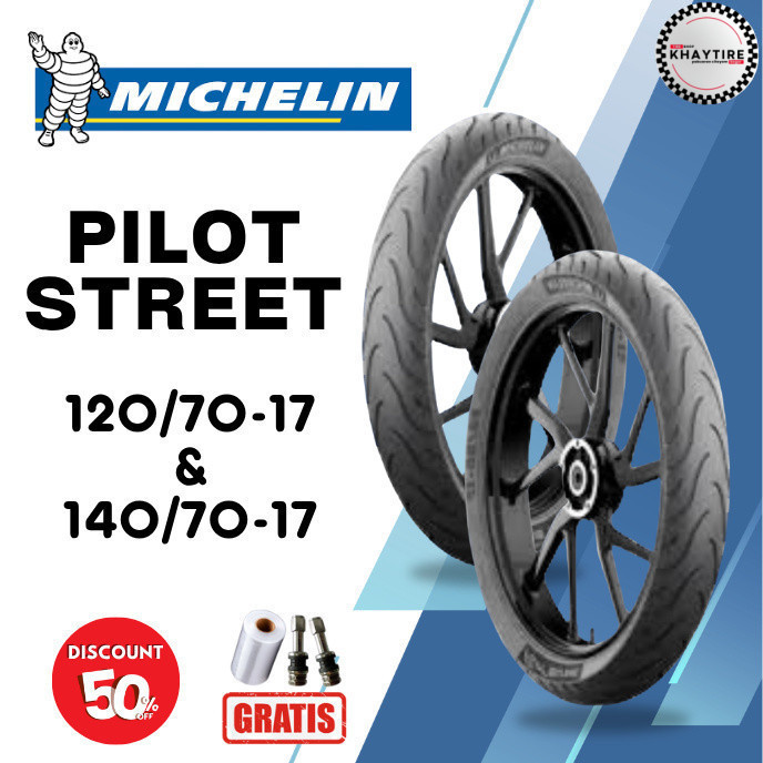 SEPASANG Ban Motor MICHELIN PILOT STREET 120/70 & 140/70 RING 17 Tubeless