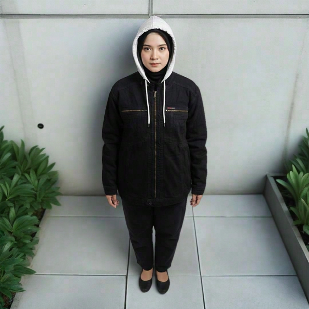 JAKET JEANS HOODIE RESLETING JAKET WANITA HOODIE RESLETING