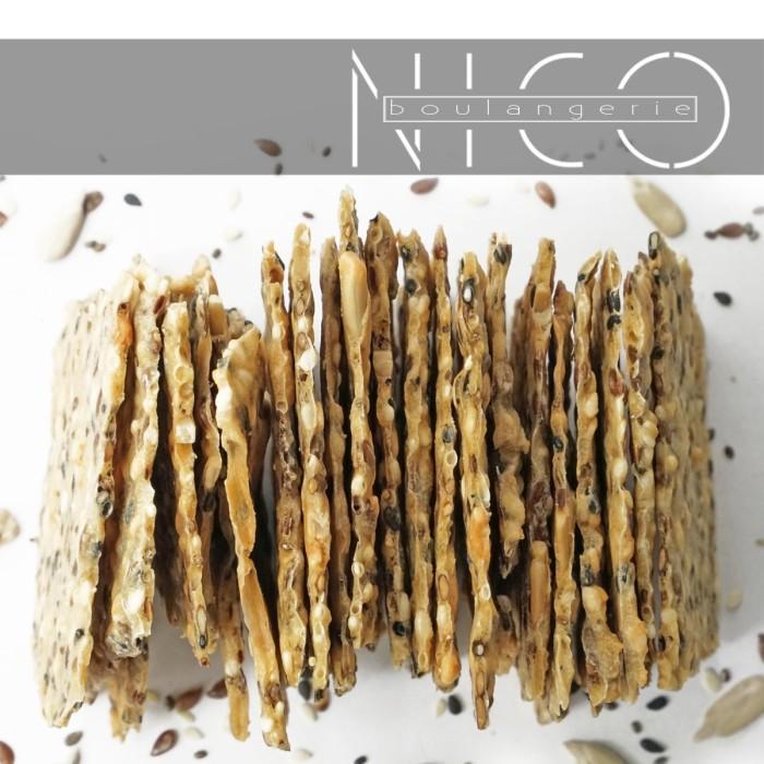 NICO Boulangerie Multiseed Healthy Crackers - Vegan, Gluten-Free, Superfood Rich, Camilan Sehat Tanp