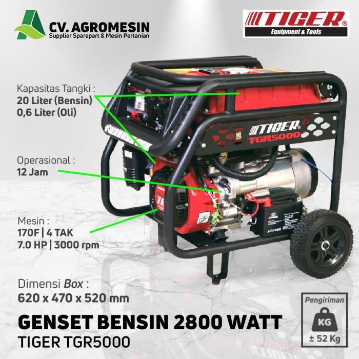 Genset 3000 Watt Bensin Tiger TGR5000 Mesin Starter Elektrik