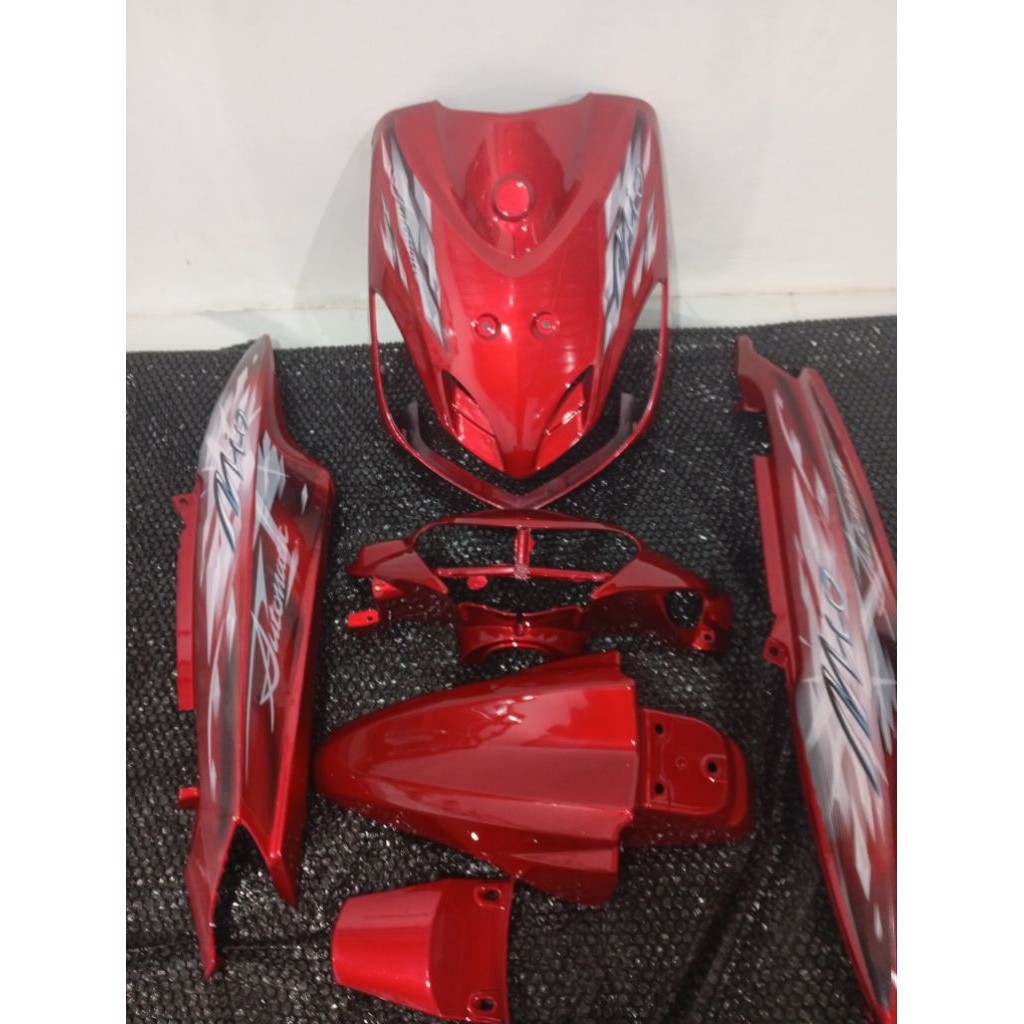 Fullset cover body halus+striping mio smile merah marun