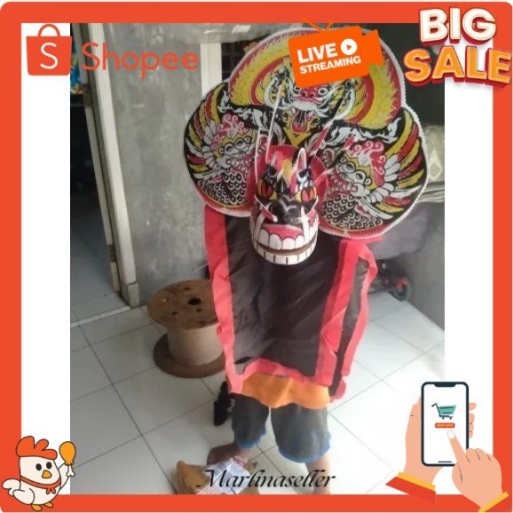 Mainan topeng barongan anak 
 tradisional caplokan devil spon kecil anak 2-4 tahun kucing kain panja