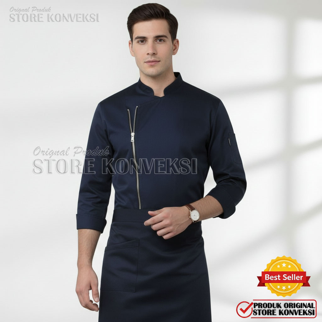 Original Store Konveksi Chef Jacket Baju Koki Zipper Jacket Unisex Baju Koki Chef Kualitas Premium