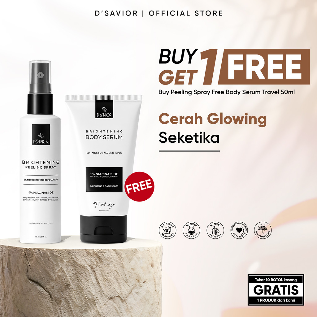 BUY 1 GET 2 | D'SAVIOR Peeling Spray Glutha Collagen 50ml GET Body Serum Travel Size 50ML 1PCS
