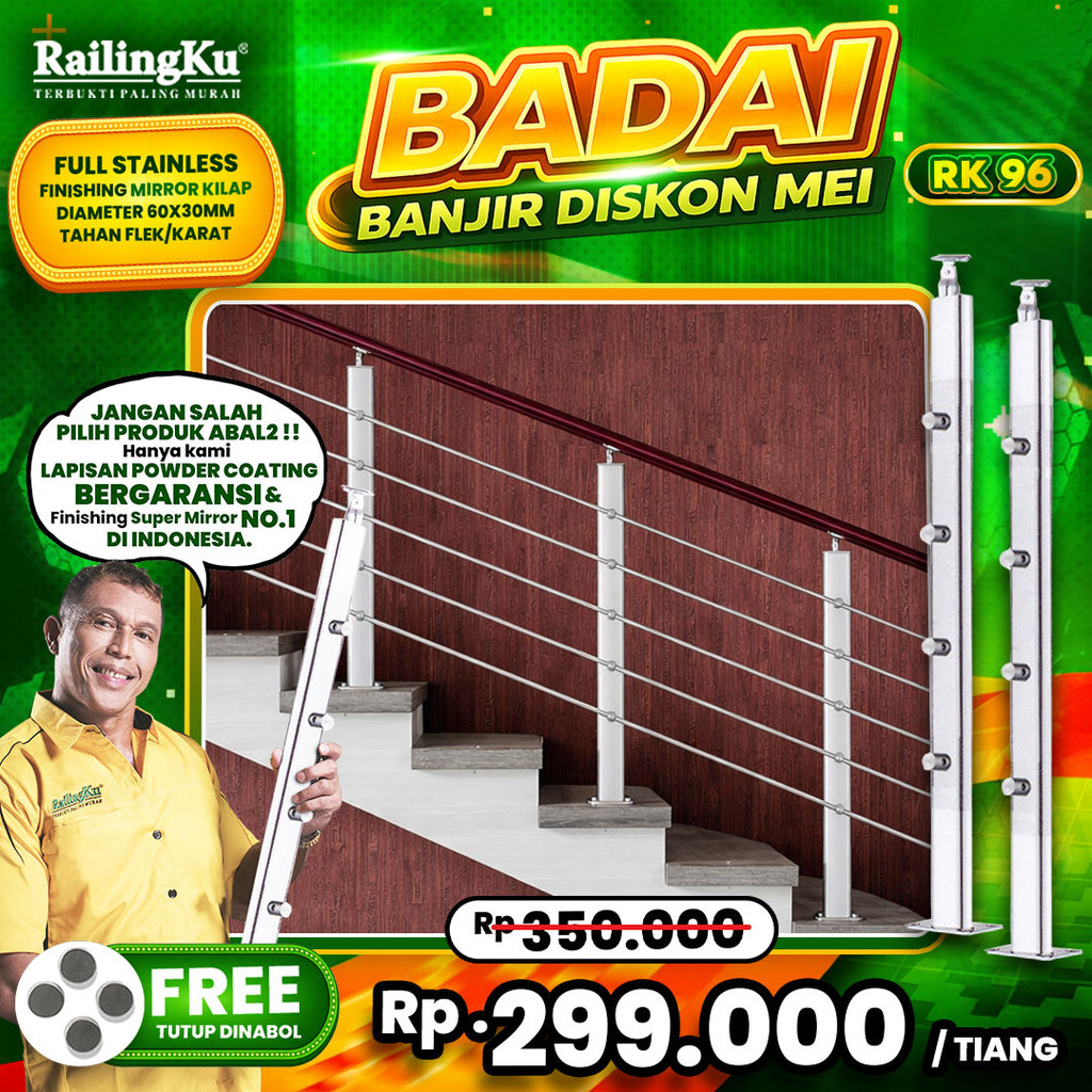 NEW RAILING : Railing Tangga Stainless Milenials Desain Tiang Railingku RK 96 [BADAI] Railing Anti K