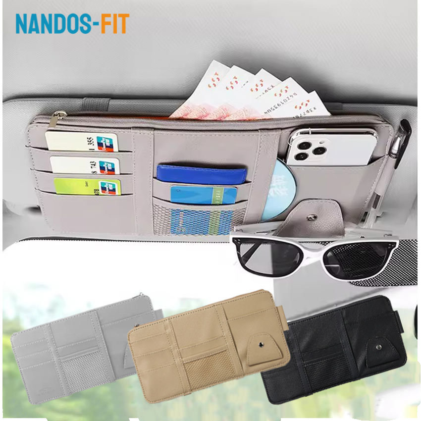 NANDOS-FIT Holder Kartu Mobil Visor Premium / Tempat Kartu E-Toll, Struk, dan Kacamata / Organizer S