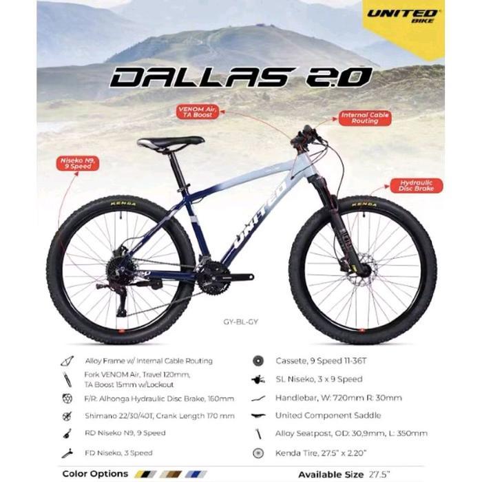 Sepeda gunung MTB United Dallas 2.0 27.5 - blue