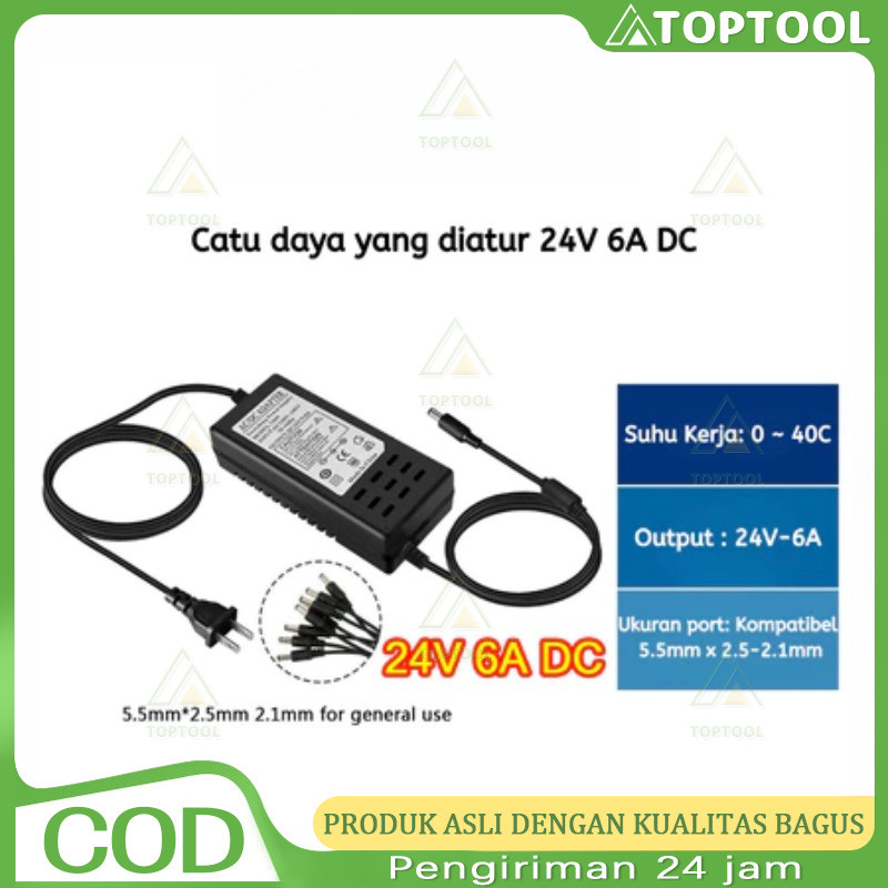 Catu Daya 24V 6A 150W Driver LED Adaptor AC ke DC Universal Plug EU US Pencahayaan LED