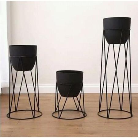 DIAMETER 20CM / POT STANDING BESI / RAK BUNGA BESI / INFORMA - 45X20, Putih