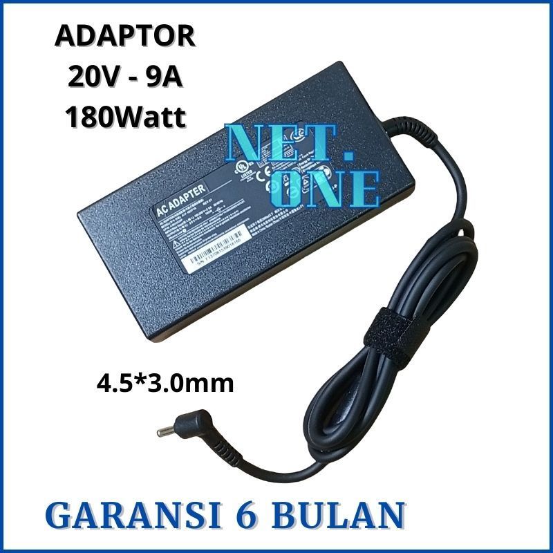 Adaptor Charger MSI 20V - 9A 180W DC 4.5*3.0mm A20-180P1A ADP-180TBH A17-180P4B -NETONE