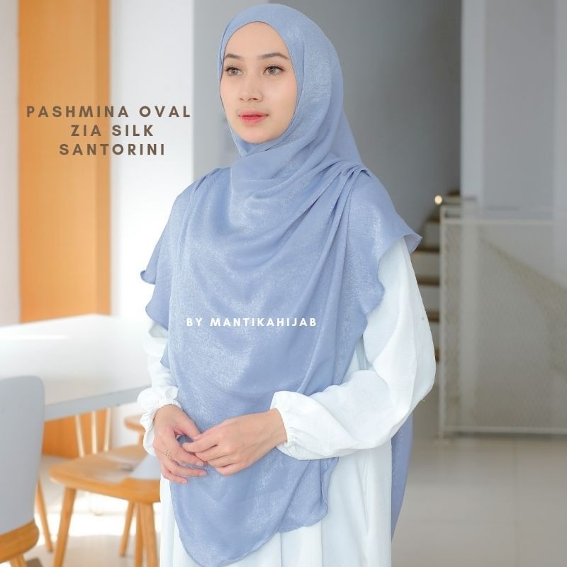 FURIBOMBA Pashmina Zia Silk Santorini Silk Syari by MantiKahijab Pashmina Oval Ala Malay Pashmina Ov