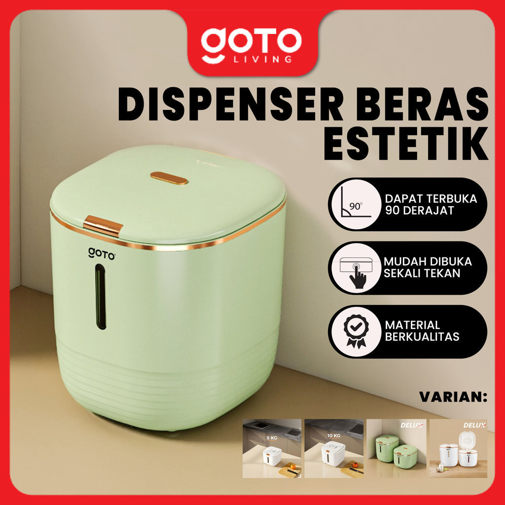 Goto [COD] Suki Dispenser Tempat Penyimpanan Wadah Beras 10 5 Kg Aesthetic