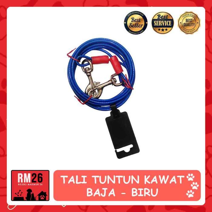 Tali Tuntun Anjing Anti Gigit Bahan Kawat Baja Tali Tuntun Kawat Baja - Biru