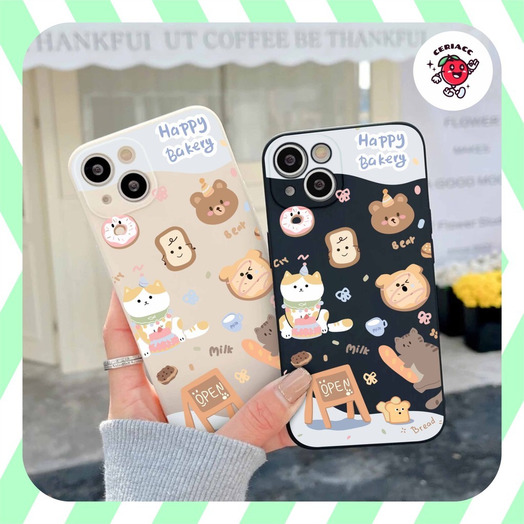PRINTING LENS PROTECTOR Happy Bakery case oppo reno 11f 5g 4 7 6 5g a38 a58 a60 a18 4g A78 a73 a17k 