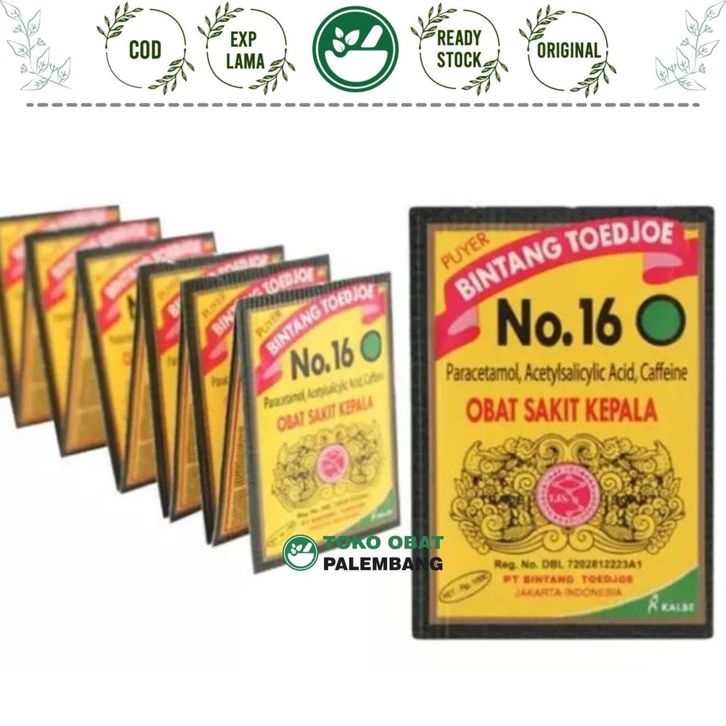 PUYER BINTANG TOEDJOE NO 16 12SACHET OBAT SAKIT KEPALA PUYER BINTANG TUJUH