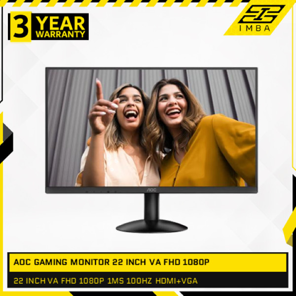AOC GAMING MONITOR 22 INCH VA FHD 1080P 1MS 100HZ 22B30HM2 HDMI+VGA