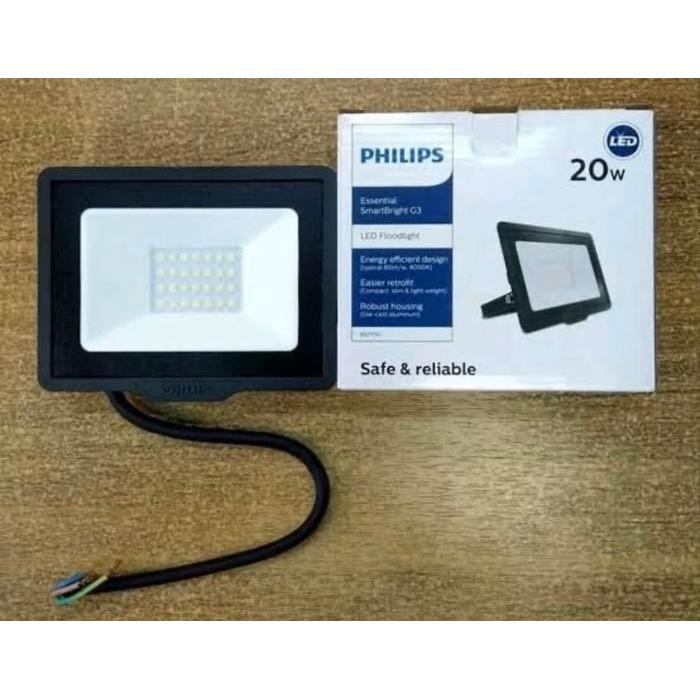 PHILIPS FLOOD LIGHT PHILIPS LED BVP150 20 W WATT 20W LAMPU SOROT - Putih