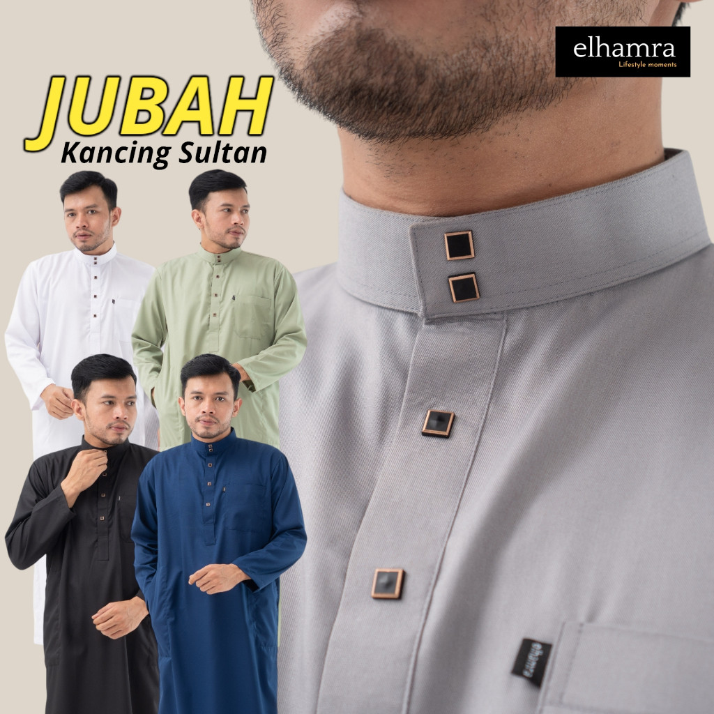 elhamra - Jubah Slimfit Dewasa Gamis Pria Kancing Sultan Bahan Toyobo M33B