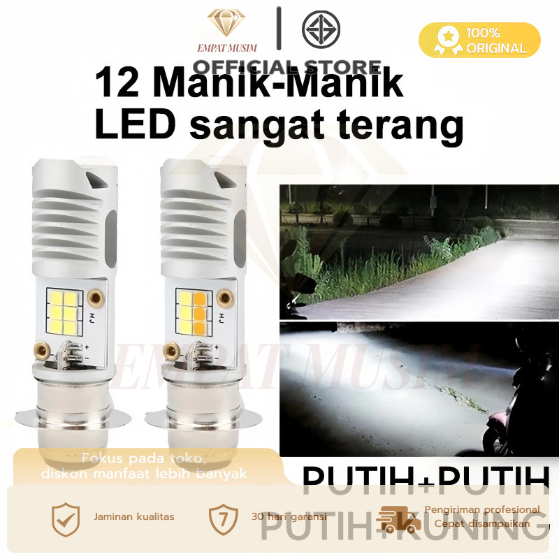 LAMPU DEPAN MOTOR LED LAMPU LED 2SISI H6 ARUS DC P15D M5 BST BOHLAM LAMPU DEPAN MOTOR LED HS1 H4 12V