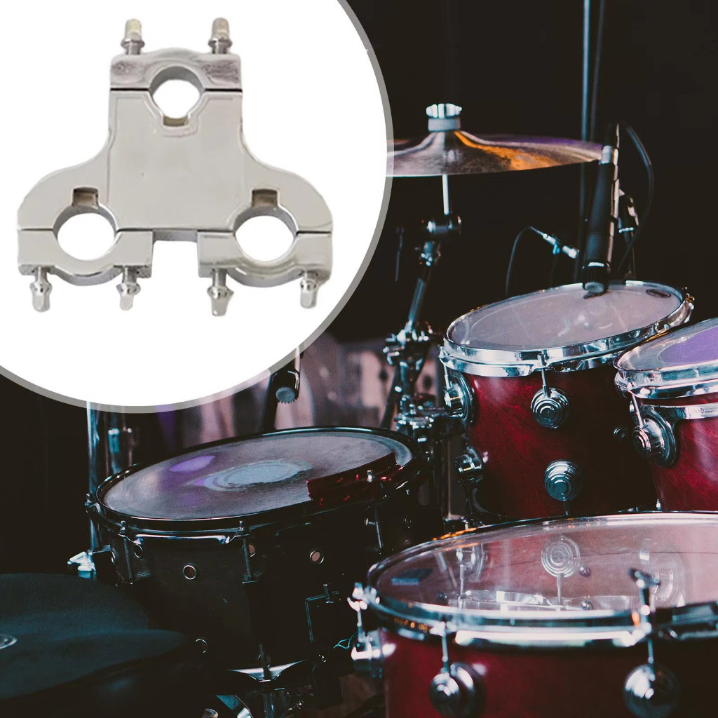 Clamp Drum Universal Dual Clamp Silver Penjepit Rak Drum Set Logam Kuat Aksesoris Hardware Drum