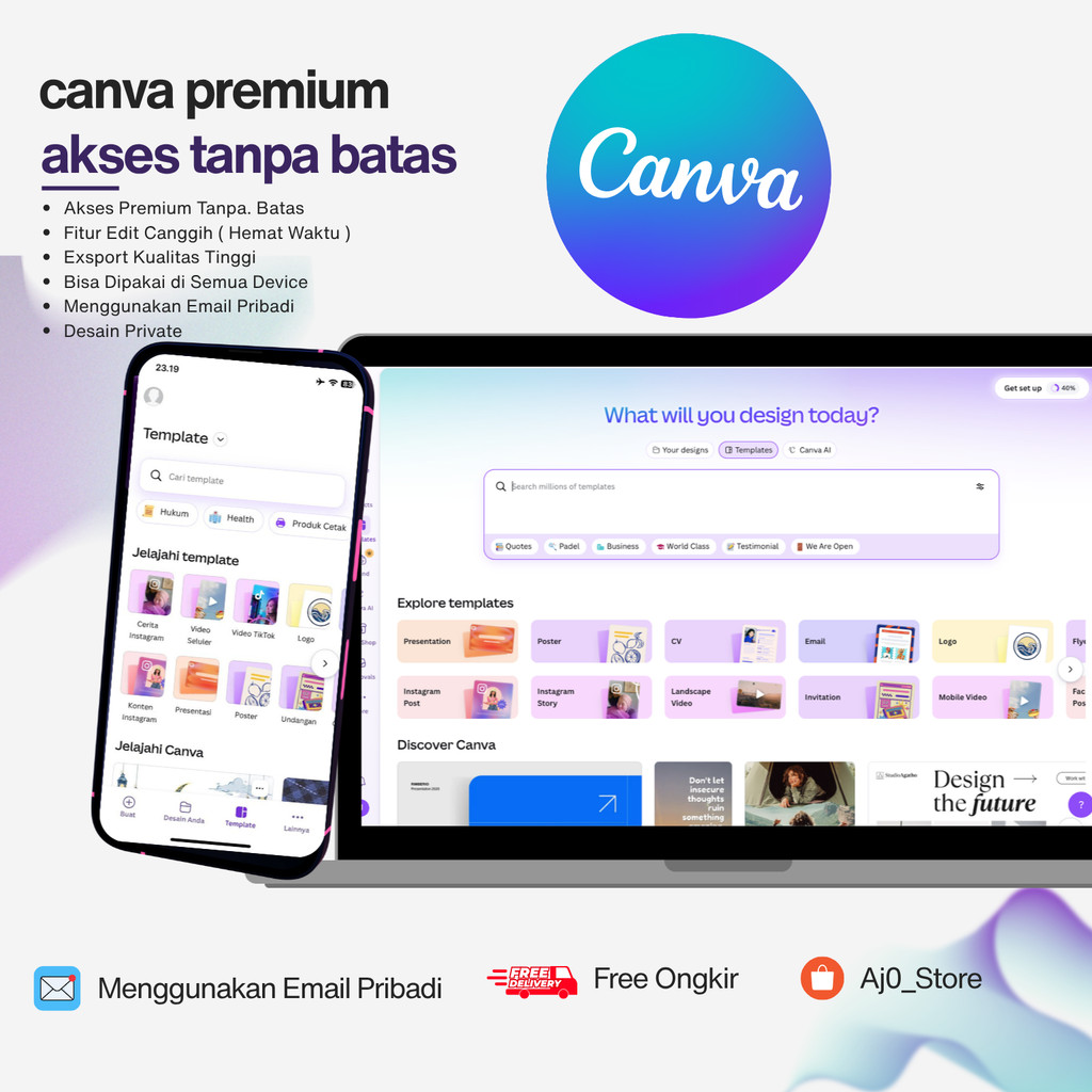 [ READY ]Template Desain Profesional Canva Pro Premium Account | Full Fitur | Invite Tim | Android I