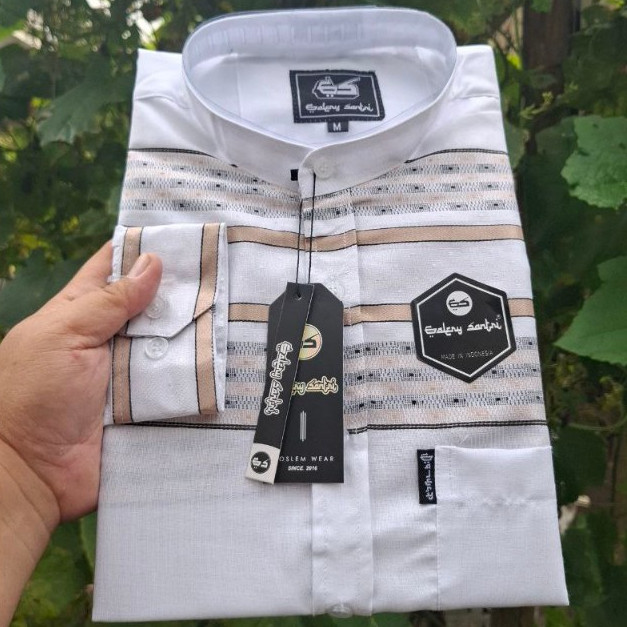 Galery Santri Baju Koko Pria Dewasa Lengan Panjang Katun Madinah Songket - Baju Koko Putih Dewasa