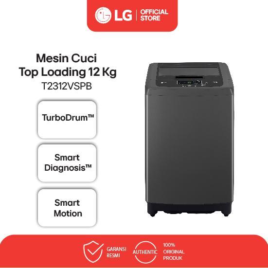 LG Mesin Cuci Top Loading 12kg - TurboDrum - Pencucian 4 Arah - Smart Inverter - T2312VSPB