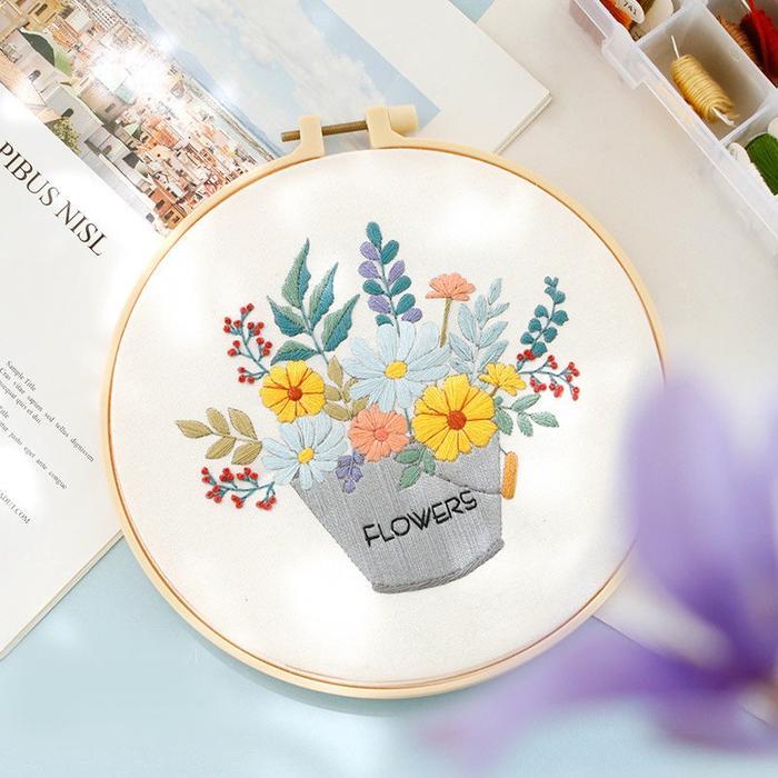 Set Sulam Tangan Pemula Hand Embroidery Stater Kit seri D - Terrarium Terlaris