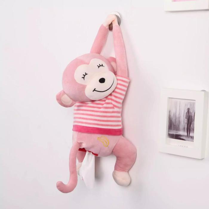Tempat Tisu Boneka Monyet Gantung / Tempat Tisu Gantung Mobil Lucu Dan Unik Car - monkey tisu pink