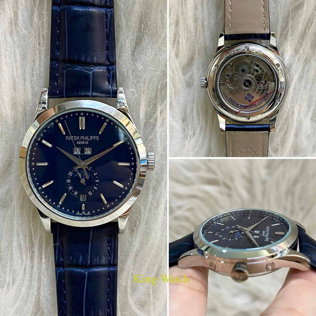 JAM TANGAN MEWAH MODEL PP CALATRAVA ANUAL CALENDER MOON PHASE