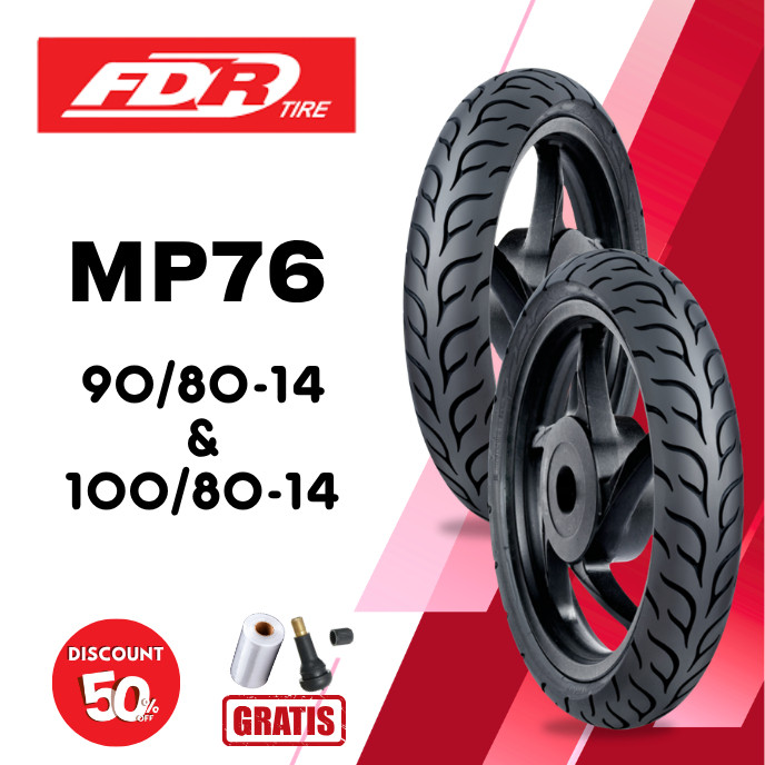 SEPASANG Ban Motor FDR SPORT MP76 90/80 & 100/80 RING 14 Tubeless