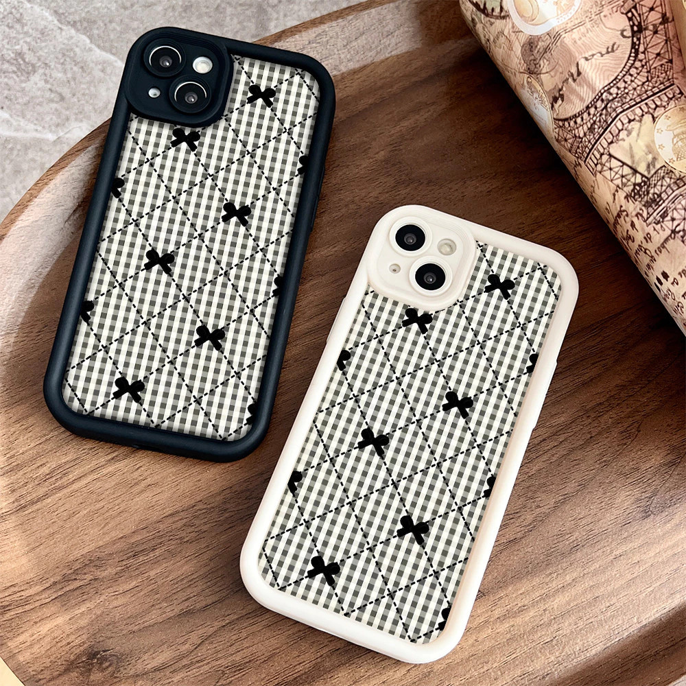 casing ponsel Pola Laço acolchoado estilo Chanel Untuk iPhone 13 12 11 14 15 PRO MAX XR XS X MAX 6 6